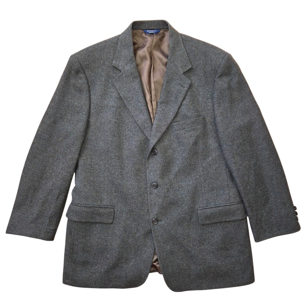 Brooks 346 Mens Wool Lambswool Blazer Sport Coat Green Brown 44 Regular 95-20720